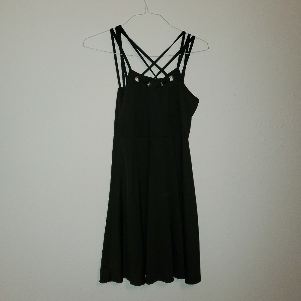 Black mini dress criss cross straps